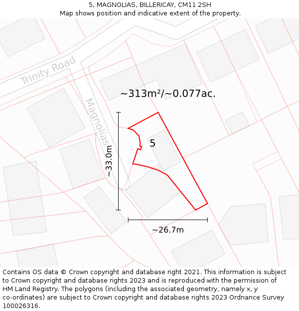 5, MAGNOLIAS, BILLERICAY, CM11 2SH: Plot and title map