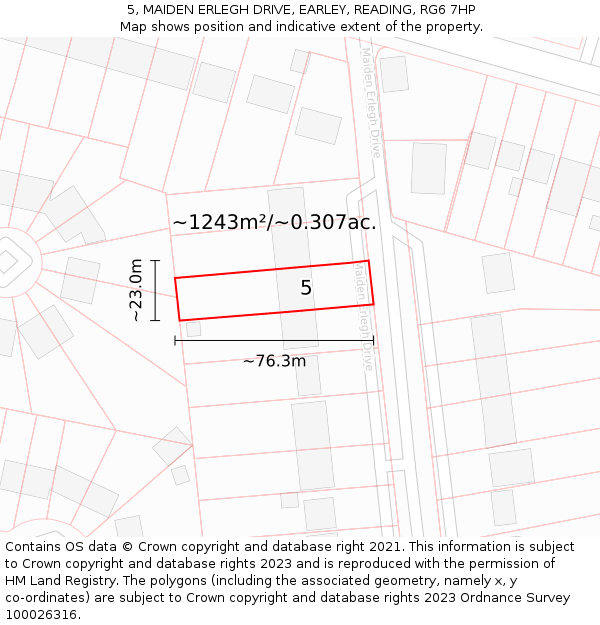 5, MAIDEN ERLEGH DRIVE, EARLEY, READING, RG6 7HP: Plot and title map