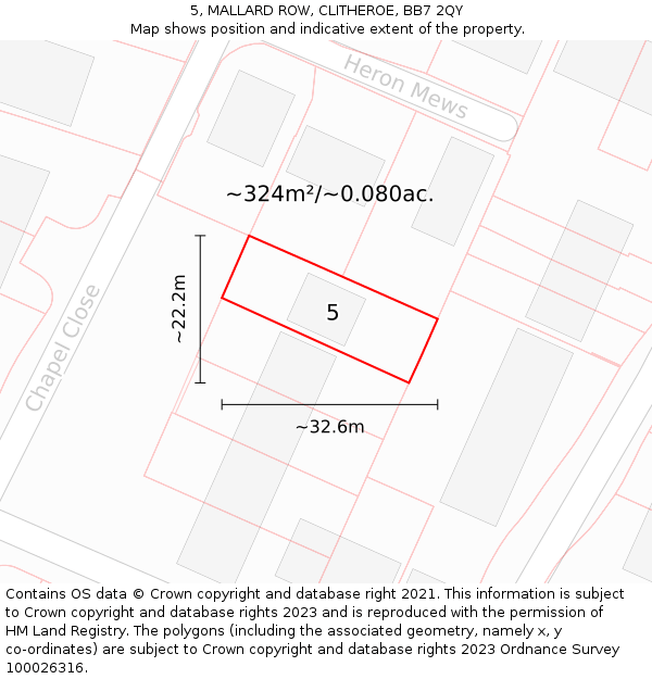 5, MALLARD ROW, CLITHEROE, BB7 2QY: Plot and title map