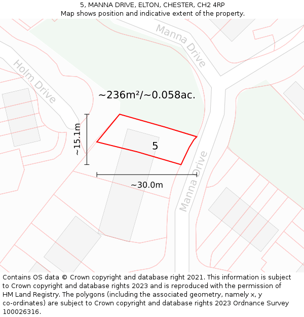 5, MANNA DRIVE, ELTON, CHESTER, CH2 4RP: Plot and title map