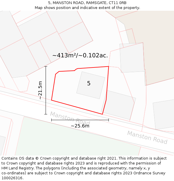 5, MANSTON ROAD, RAMSGATE, CT11 0RB: Plot and title map
