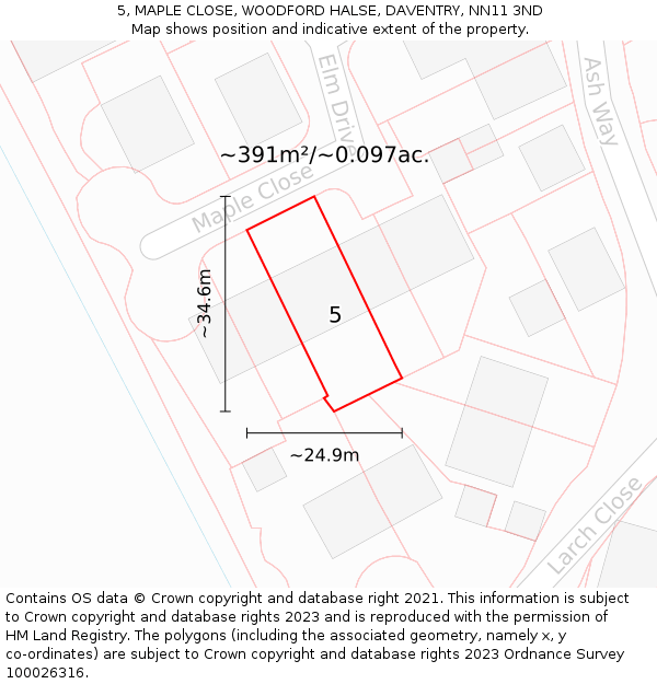 5, MAPLE CLOSE, WOODFORD HALSE, DAVENTRY, NN11 3ND: Plot and title map