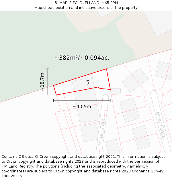 5, MAPLE FOLD, ELLAND, HX5 0PH: Plot and title map