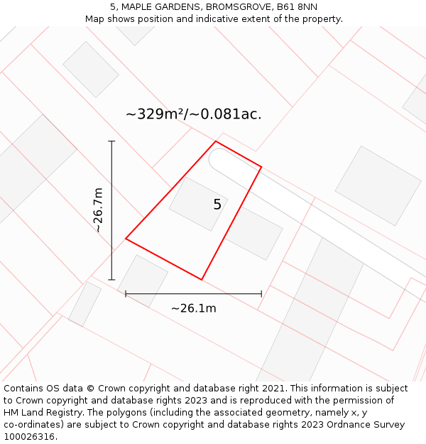 5, MAPLE GARDENS, BROMSGROVE, B61 8NN: Plot and title map