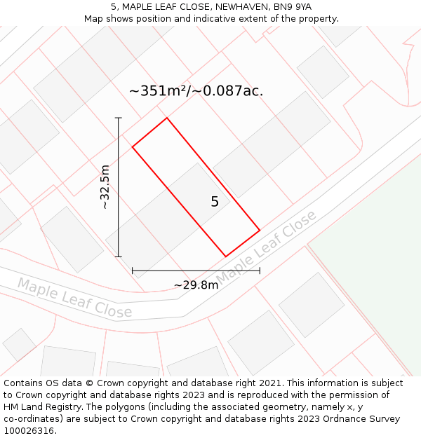 5, MAPLE LEAF CLOSE, NEWHAVEN, BN9 9YA: Plot and title map