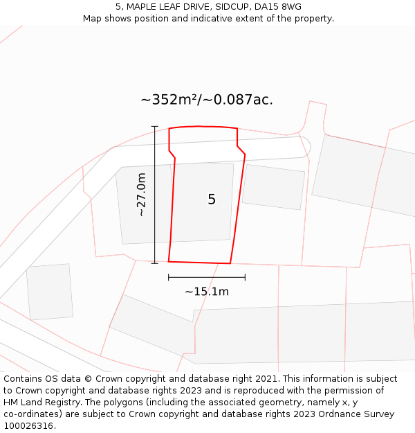 5, MAPLE LEAF DRIVE, SIDCUP, DA15 8WG: Plot and title map