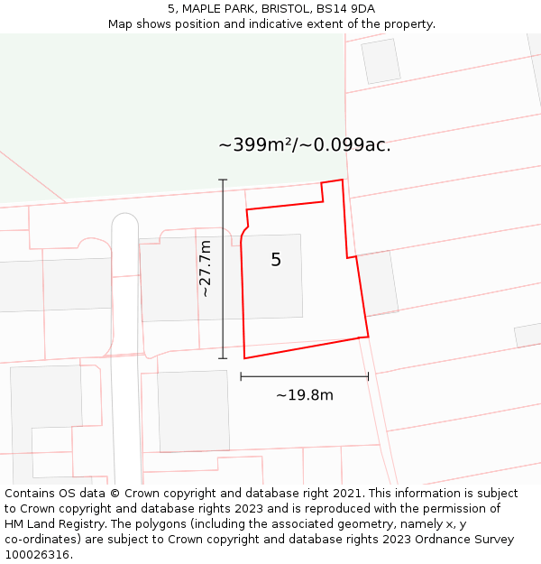 5, MAPLE PARK, BRISTOL, BS14 9DA: Plot and title map
