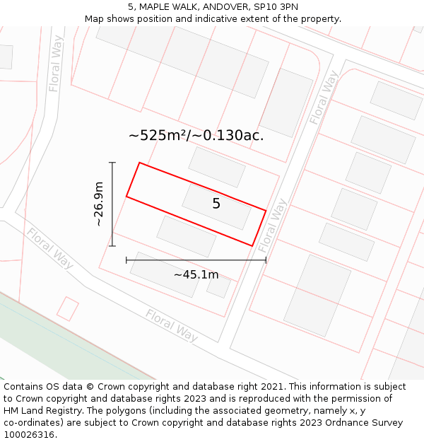 5, MAPLE WALK, ANDOVER, SP10 3PN: Plot and title map