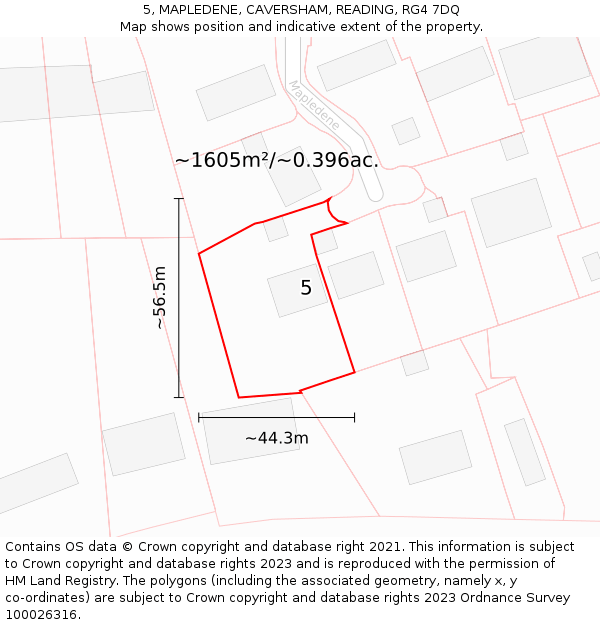 5, MAPLEDENE, CAVERSHAM, READING, RG4 7DQ: Plot and title map