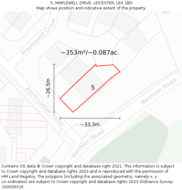 5, MAPLEWELL DRIVE, LEICESTER, LE4 1BD: Plot and title map