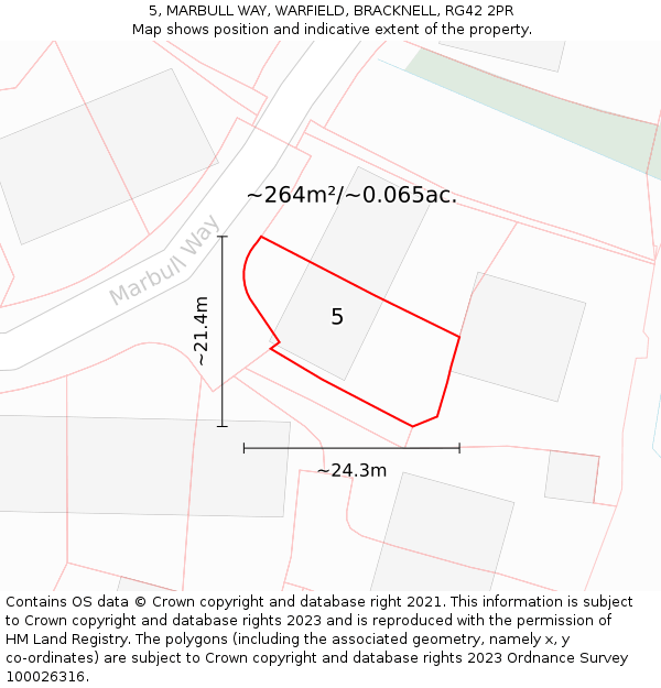 5, MARBULL WAY, WARFIELD, BRACKNELL, RG42 2PR: Plot and title map