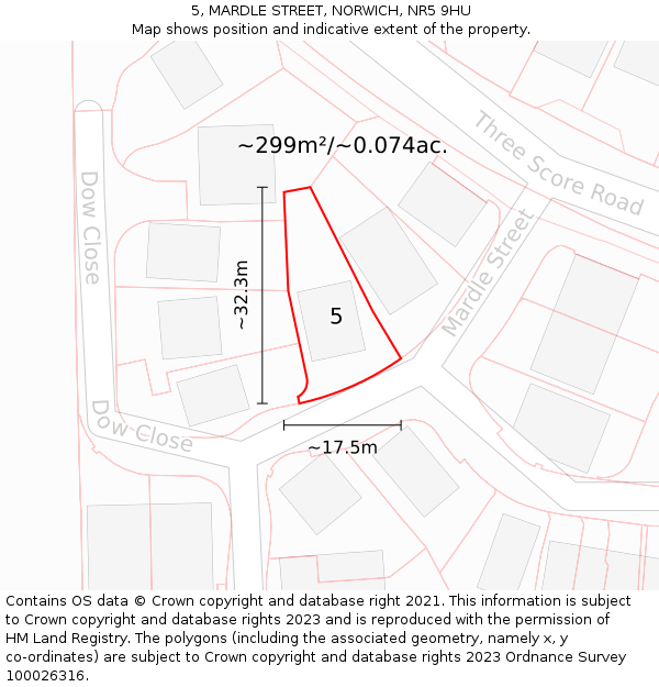 5, MARDLE STREET, NORWICH, NR5 9HU: Plot and title map