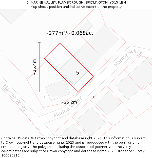 5, MARINE VALLEY, FLAMBOROUGH, BRIDLINGTON, YO15 1BH: Plot and title map