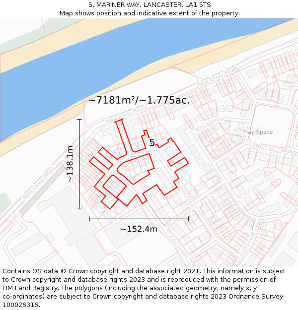 5, MARINER WAY, LANCASTER, LA1 5TS: Plot and title map