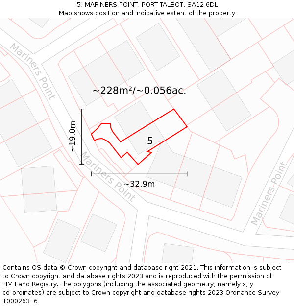 5, MARINERS POINT, PORT TALBOT, SA12 6DL: Plot and title map