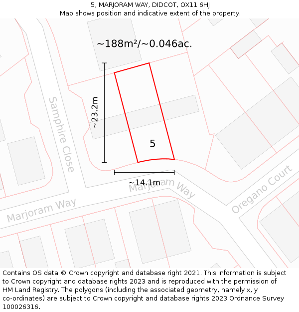 5, MARJORAM WAY, DIDCOT, OX11 6HJ: Plot and title map