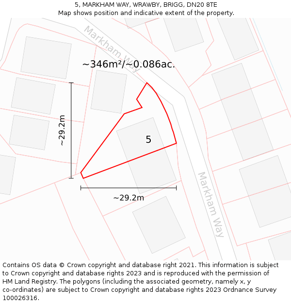 5, MARKHAM WAY, WRAWBY, BRIGG, DN20 8TE: Plot and title map