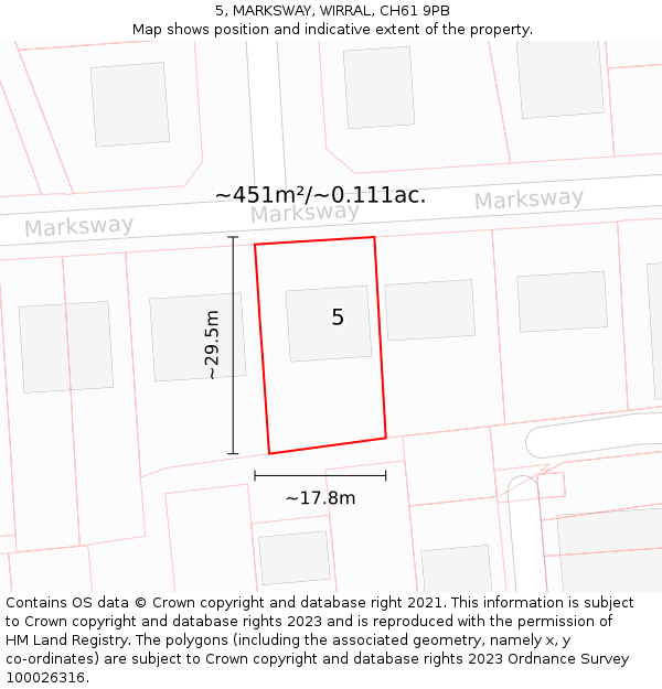 5, MARKSWAY, WIRRAL, CH61 9PB: Plot and title map