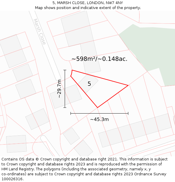 5, MARSH CLOSE, LONDON, NW7 4NY: Plot and title map