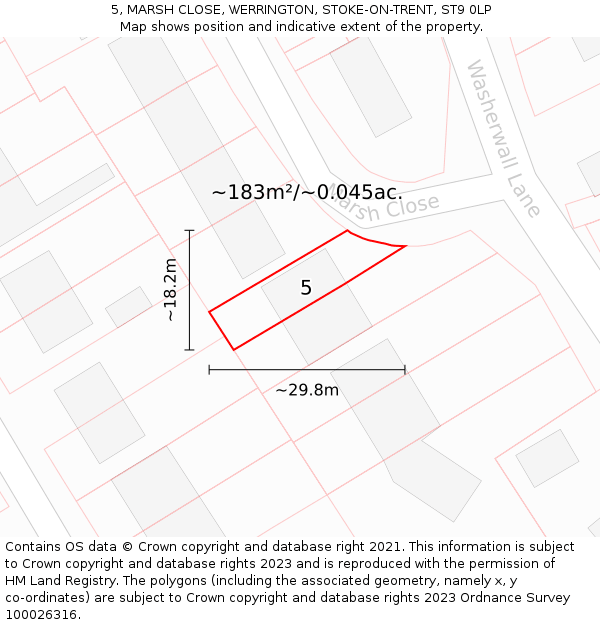 5, MARSH CLOSE, WERRINGTON, STOKE-ON-TRENT, ST9 0LP: Plot and title map