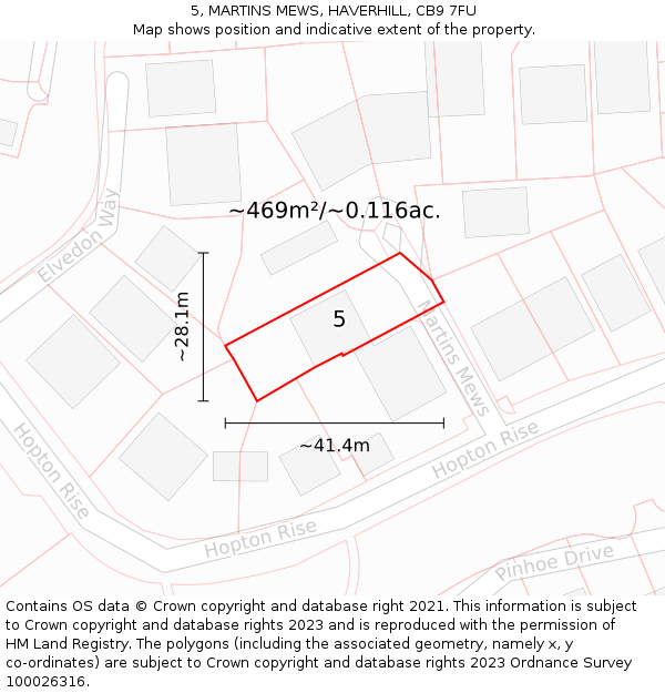 5, MARTINS MEWS, HAVERHILL, CB9 7FU: Plot and title map
