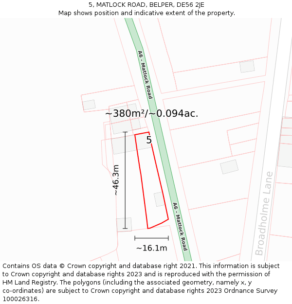 5, MATLOCK ROAD, BELPER, DE56 2JE: Plot and title map