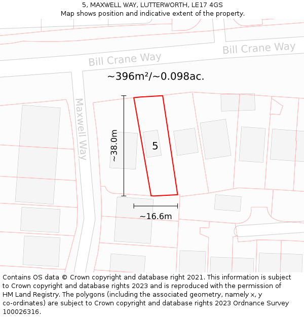 5, MAXWELL WAY, LUTTERWORTH, LE17 4GS: Plot and title map