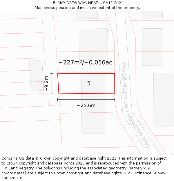 5, MAY DREW WAY, NEATH, SA11 2HX: Plot and title map