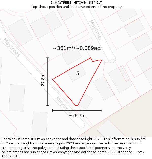 5, MAYTREES, HITCHIN, SG4 9LT: Plot and title map