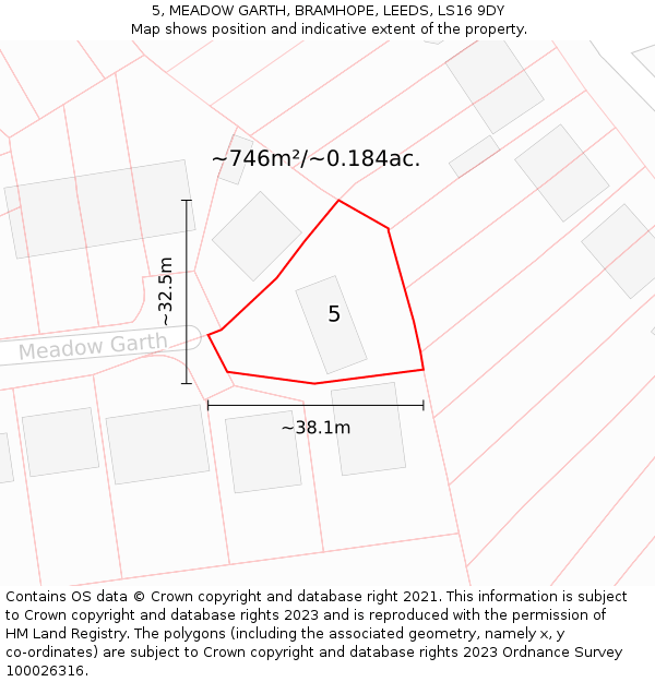 5, MEADOW GARTH, BRAMHOPE, LEEDS, LS16 9DY: Plot and title map
