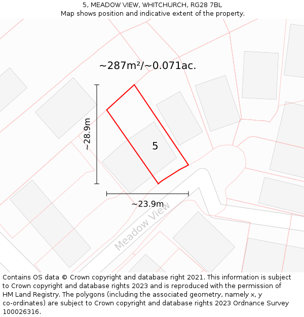 5, MEADOW VIEW, WHITCHURCH, RG28 7BL: Plot and title map