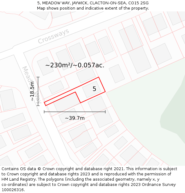 5, MEADOW WAY, JAYWICK, CLACTON-ON-SEA, CO15 2SG: Plot and title map