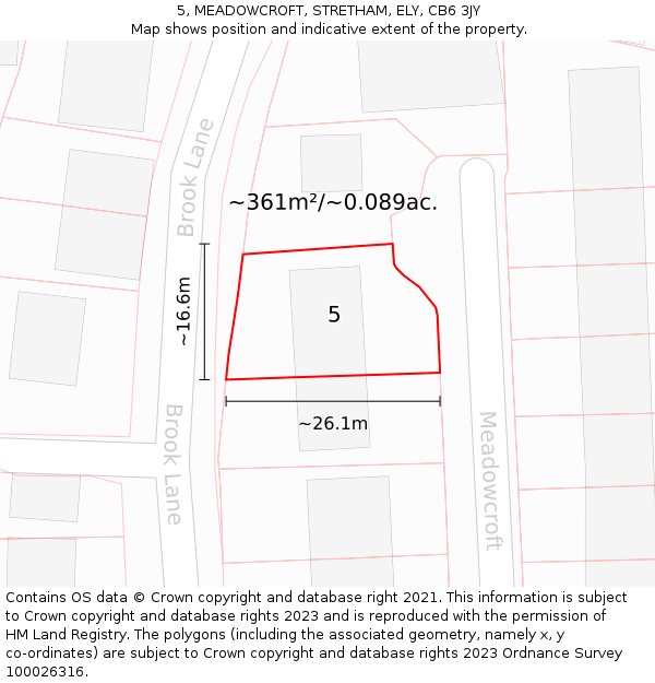 5, MEADOWCROFT, STRETHAM, ELY, CB6 3JY: Plot and title map