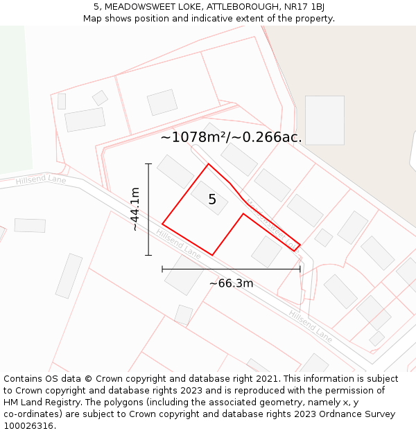 5, MEADOWSWEET LOKE, ATTLEBOROUGH, NR17 1BJ: Plot and title map