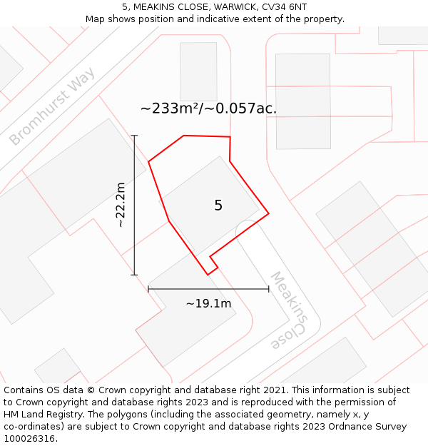5, MEAKINS CLOSE, WARWICK, CV34 6NT: Plot and title map