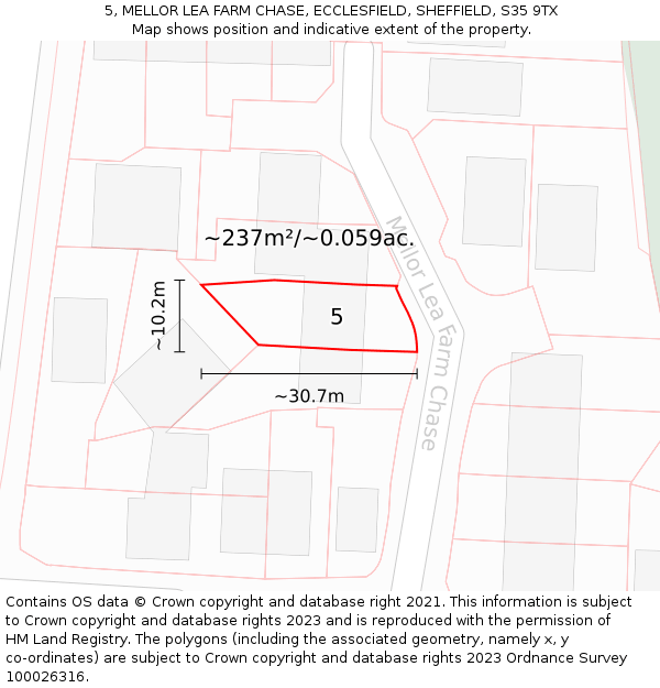 5, MELLOR LEA FARM CHASE, ECCLESFIELD, SHEFFIELD, S35 9TX: Plot and title map