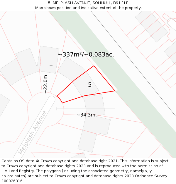 5, MELPLASH AVENUE, SOLIHULL, B91 1LP: Plot and title map