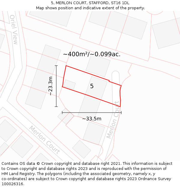 5, MERLON COURT, STAFFORD, ST16 1DL: Plot and title map