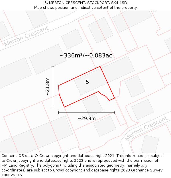 5, MERTON CRESCENT, STOCKPORT, SK4 4SD: Plot and title map