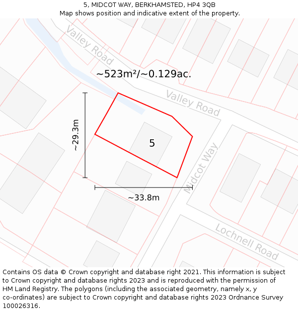 5, MIDCOT WAY, BERKHAMSTED, HP4 3QB: Plot and title map