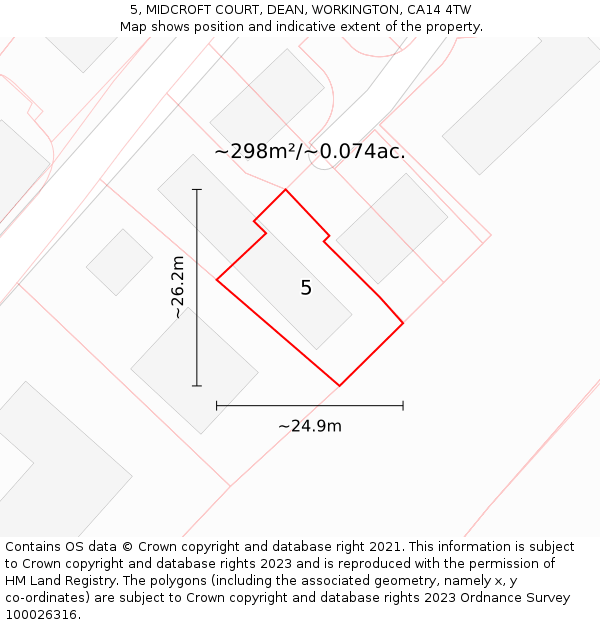 5, MIDCROFT COURT, DEAN, WORKINGTON, CA14 4TW: Plot and title map