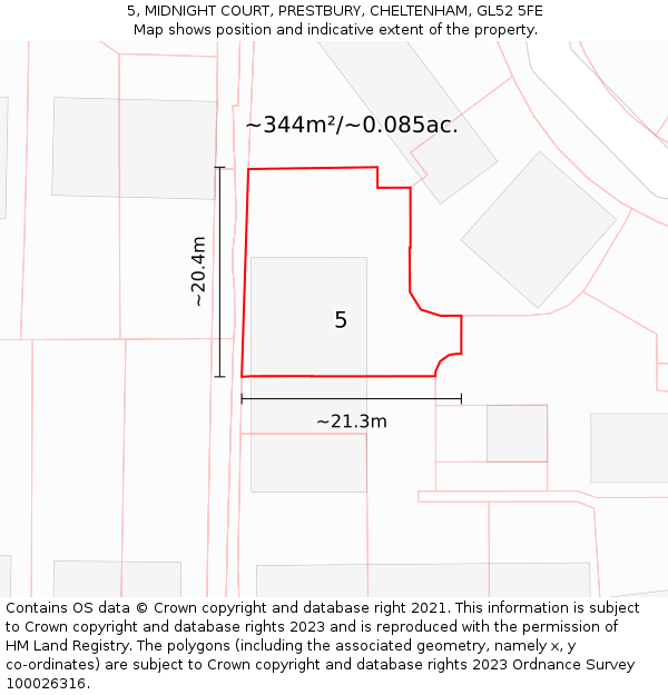 5, MIDNIGHT COURT, PRESTBURY, CHELTENHAM, GL52 5FE: Plot and title map