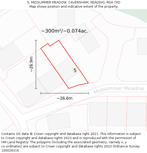 5, MIDSUMMER MEADOW, CAVERSHAM, READING, RG4 7XD: Plot and title map
