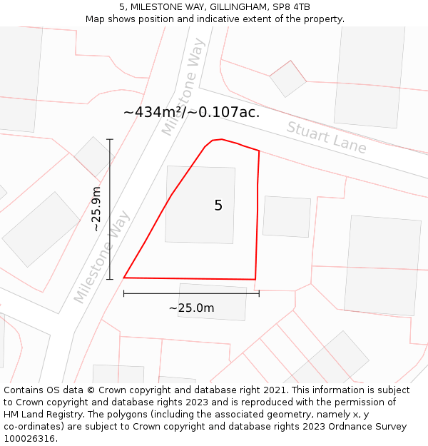 5, MILESTONE WAY, GILLINGHAM, SP8 4TB: Plot and title map
