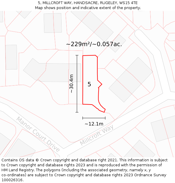 5, MILLCROFT WAY, HANDSACRE, RUGELEY, WS15 4TE: Plot and title map