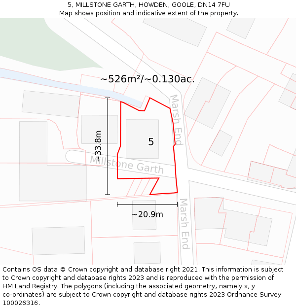 5, MILLSTONE GARTH, HOWDEN, GOOLE, DN14 7FU: Plot and title map