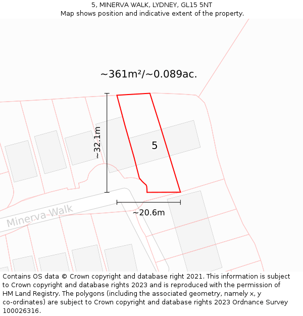 5, MINERVA WALK, LYDNEY, GL15 5NT: Plot and title map