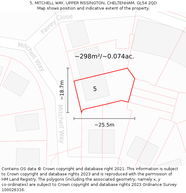 5, MITCHELL WAY, UPPER RISSINGTON, CHELTENHAM, GL54 2QD: Plot and title map