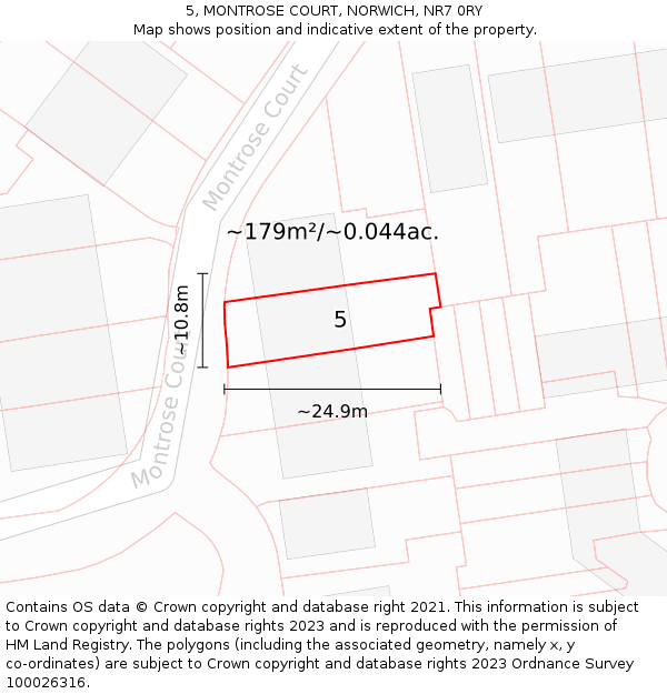 5, MONTROSE COURT, NORWICH, NR7 0RY: Plot and title map