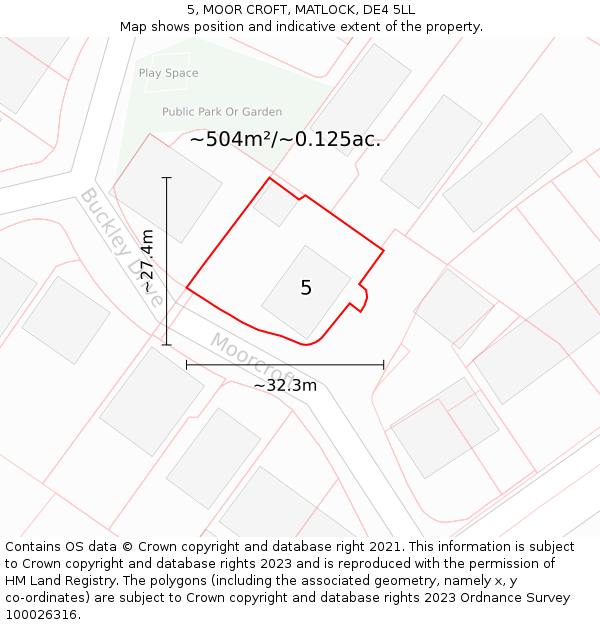 5, MOOR CROFT, MATLOCK, DE4 5LL: Plot and title map